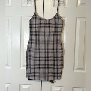Mini Dress Popular21 Lavender and Black Bodycon Plaid Stretch Large